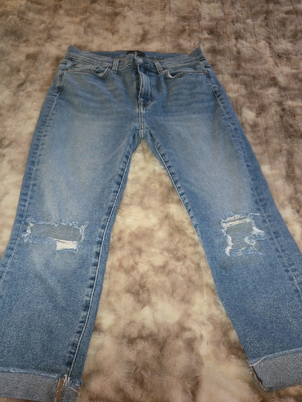 7 For All Mankind High Rise Skinny Ankle Jeans Distressed Light Wash Size 29